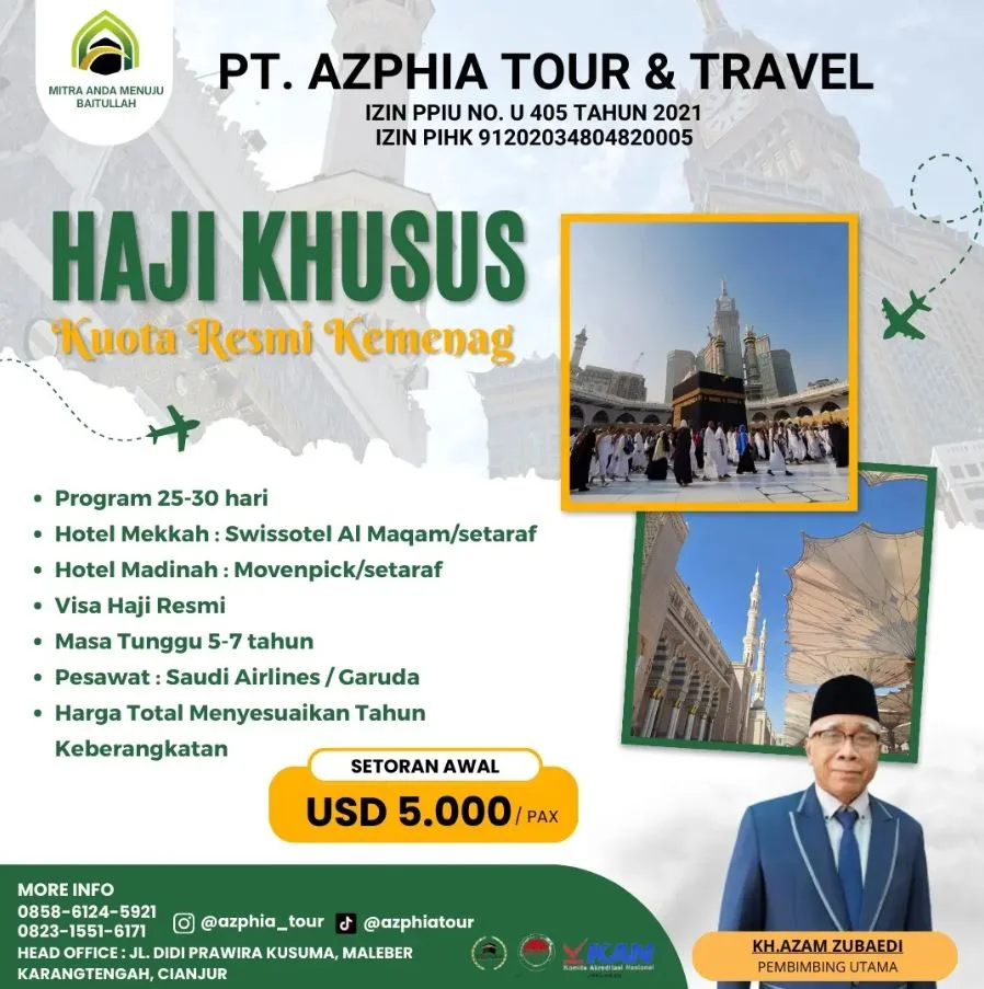 Brosur program Haji Khusus AZPHIA Tour & Travel
