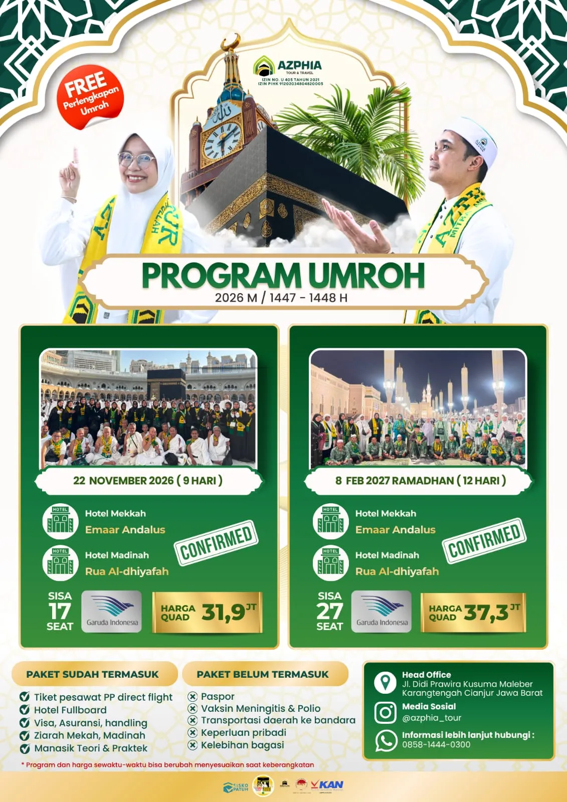 Program Umroh AZPHIA keberangkatan 22 November 2026